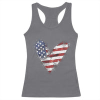 4th of July American Flag Heart USA Patriotic Racerback Tank Top - Wonder Print Shop