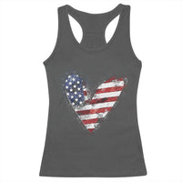 4th of July American Flag Heart USA Patriotic Racerback Tank Top - Wonder Print Shop