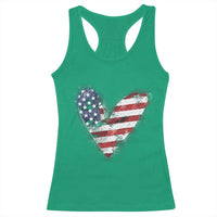4th of July American Flag Heart USA Patriotic Racerback Tank Top - Wonder Print Shop