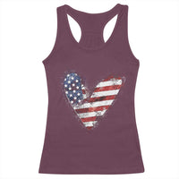 4th of July American Flag Heart USA Patriotic Racerback Tank Top - Wonder Print Shop