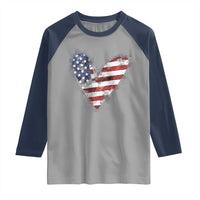 4th of July American Flag Heart USA Patriotic Raglan Shirt - Wonder Print Shop