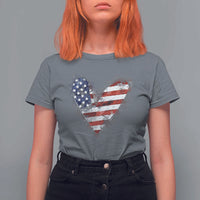 4th of July American Flag Heart USA Patriotic T Shirt For Women - Wonder Print Shop