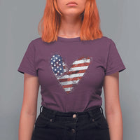 4th of July American Flag Heart USA Patriotic T Shirt For Women - Wonder Print Shop