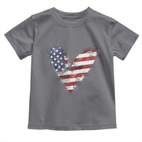4th of July American Flag Heart USA Patriotic Toddler T Shirt - Wonder Print Shop