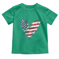 4th of July American Flag Heart USA Patriotic Toddler T Shirt - Wonder Print Shop