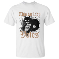This Cat Lady Votes T Shirt Black Cat For Harris This Cat Lady Votes Vintage Roses - Wonder Print Shop