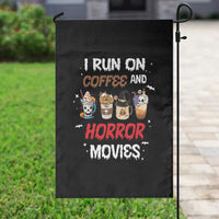 Funny Halloween Garden Flag I Run On Coffee And Horror Movies Pumpkin Witch Hat - Wonder Print Shop