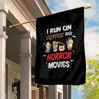 Funny Halloween Garden Flag I Run On Coffee And Horror Movies Pumpkin Witch Hat - Wonder Print Shop