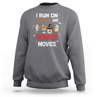 Funny Halloween Sweatshirt I Run On Coffee And Horror Movies Pumpkin Witch Hat - Wonder Print Shop