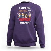 Funny Halloween Sweatshirt I Run On Coffee And Horror Movies Pumpkin Witch Hat - Wonder Print Shop