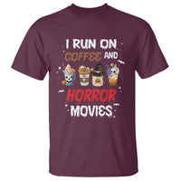 Funny Halloween T Shirt I Run On Coffee And Horror Movies Pumpkin Witch Hat - Wonder Print Shop