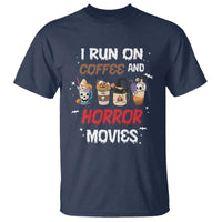 Funny Halloween T Shirt I Run On Coffee And Horror Movies Pumpkin Witch Hat - Wonder Print Shop