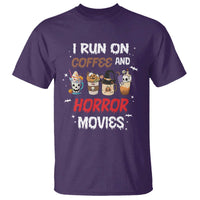 Funny Halloween T Shirt I Run On Coffee And Horror Movies Pumpkin Witch Hat - Wonder Print Shop