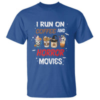 Funny Halloween T Shirt I Run On Coffee And Horror Movies Pumpkin Witch Hat - Wonder Print Shop