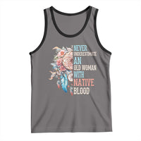 Native American Tank Top Never Underestimate An Old Woman With Native Blood Dreamcatcher - Wonder Print Shop