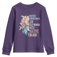 Native American Youth Sweatshirt Never Underestimate An Old Woman With Native Blood Dreamcatcher - Wonder Print Shop