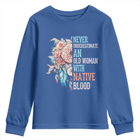 Native American Youth Sweatshirt Never Underestimate An Old Woman With Native Blood Dreamcatcher - Wonder Print Shop