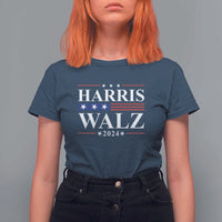 Harris Walz 2024 T Shirt For Women President Election Campaign American Flag - Wonder Print Shop