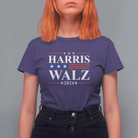 Harris Walz 2024 T Shirt For Women President Election Campaign American Flag - Wonder Print Shop