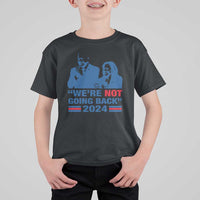 Harris Walz T Shirt For Kid We're Not Going Back 2024 American Flag - Wonder Print Shop