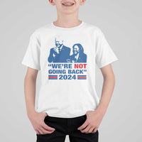 Harris Walz T Shirt For Kid We're Not Going Back 2024 American Flag - Wonder Print Shop