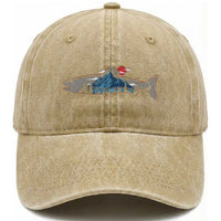 Trout Fly Fish Nature Montane Forest Fishing Camping Washed Cotton Baseball Cap