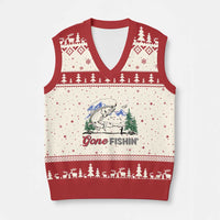 Gone Fishing V-Neck Knit Sweater Vest Trout Fishing Lover Montane Forest - Wonder Print Shop