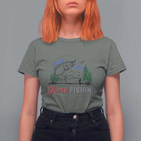 Gone Fishing T Shirt For Women Trout Fishing Lover Montane Forest - Wonder Print Shop