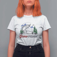 Gone Fishing T Shirt For Women Trout Fishing Lover Montane Forest - Wonder Print Shop