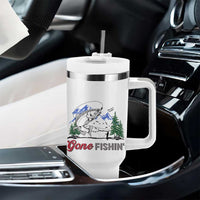 Gone Fishing Tumbler With Handle Trout Fishing Lover Montane Forest - Wonder Print Shop