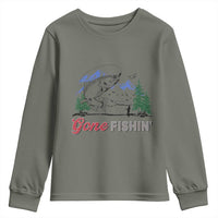 Gone Fishing Youth Sweatshirt Trout Fishing Lover Montane Forest - Wonder Print Shop