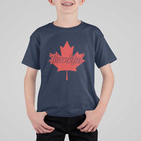 Thanksgiving Day T Shirt For Kid Thankful Vintage Maple Leaf Canada - Wonder Print Shop