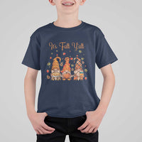 Autumn Season T Shirt For Kid It's Fall Y'all Gnomies Thanksgiving Maple Leaf - Wonder Print Shop