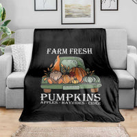 Thanksgiving Throw Blanket Farm Fresh Pumpkins Apples Hayrides Cider Autumn Season - Wonder Print Shop