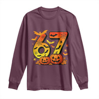 Funny 67 Halloween Long Sleeve Shirt Spooky Six Seven Meme Gen Alpha Slang - Wonder Print Shop