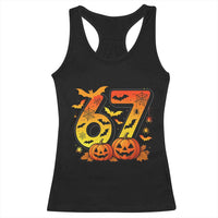 Funny 67 Halloween Racerback Tank Top Spooky Six Seven Meme Gen Alpha Slang - Wonder Print Shop