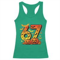 Funny 67 Halloween Racerback Tank Top Spooky Six Seven Meme Gen Alpha Slang - Wonder Print Shop