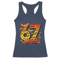 Funny 67 Halloween Racerback Tank Top Spooky Six Seven Meme Gen Alpha Slang - Wonder Print Shop