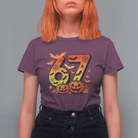 Funny 67 Halloween T Shirt For Women Spooky Six Seven Meme Gen Alpha Slang - Wonder Print Shop