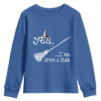 Funny Halloween Spooky Witch Youth Sweatshirt Yes I Can Drive A Stick - Wonder Print Shop