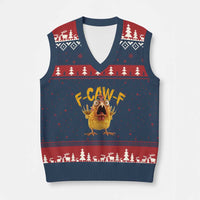 Funny F Caw F Chicken V-Neck Knit Sweater Vest Rooster Meme Humor - Wonder Print Shop