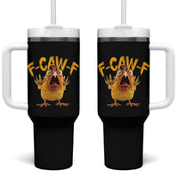 Funny F Caw F Chicken Tumbler With Handle Rooster Meme Humor - Wonder Print Shop
