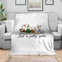 Funny Christmas Silly Goose Throw Blanket Just A Jolly Goose Xmas Poultry Animal Humor - Wonder Print Shop