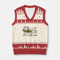 Funny Christmas Silly Goose V-Neck Knit Sweater Vest Just A Jolly Goose Xmas Poultry Animal Humor - Wonder Print Shop
