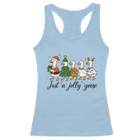 Funny Christmas Silly Goose Racerback Tank Top Just A Jolly Goose Xmas Poultry Animal Humor - Wonder Print Shop