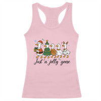 Funny Christmas Silly Goose Racerback Tank Top Just A Jolly Goose Xmas Poultry Animal Humor - Wonder Print Shop