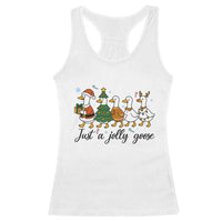 Funny Christmas Silly Goose Racerback Tank Top Just A Jolly Goose Xmas Poultry Animal Humor - Wonder Print Shop