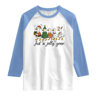 Funny Christmas Silly Goose Raglan Shirt Just A Jolly Goose Xmas Poultry Animal Humor - Wonder Print Shop