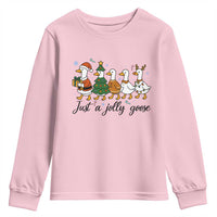 Funny Christmas Silly Goose Youth Sweatshirt Just A Jolly Goose Xmas Poultry Animal Humor - Wonder Print Shop