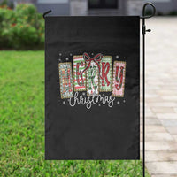 Merry Christmas Coquette Xmas Faux Glitter Gingham Tartan Doodle Garden Flag - Wonder Print Shop